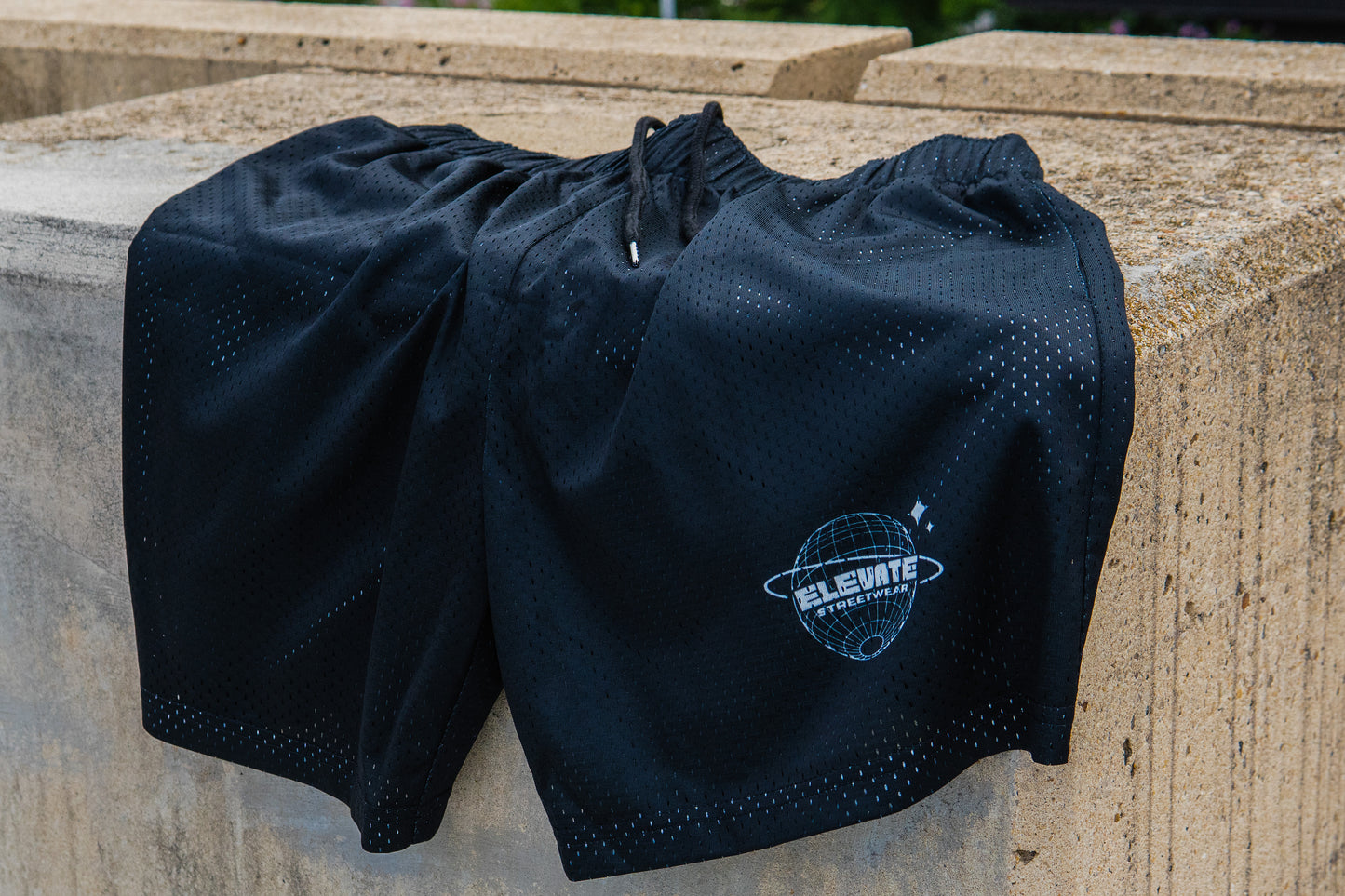 Elevate Streetwear Black Mesh Shorts