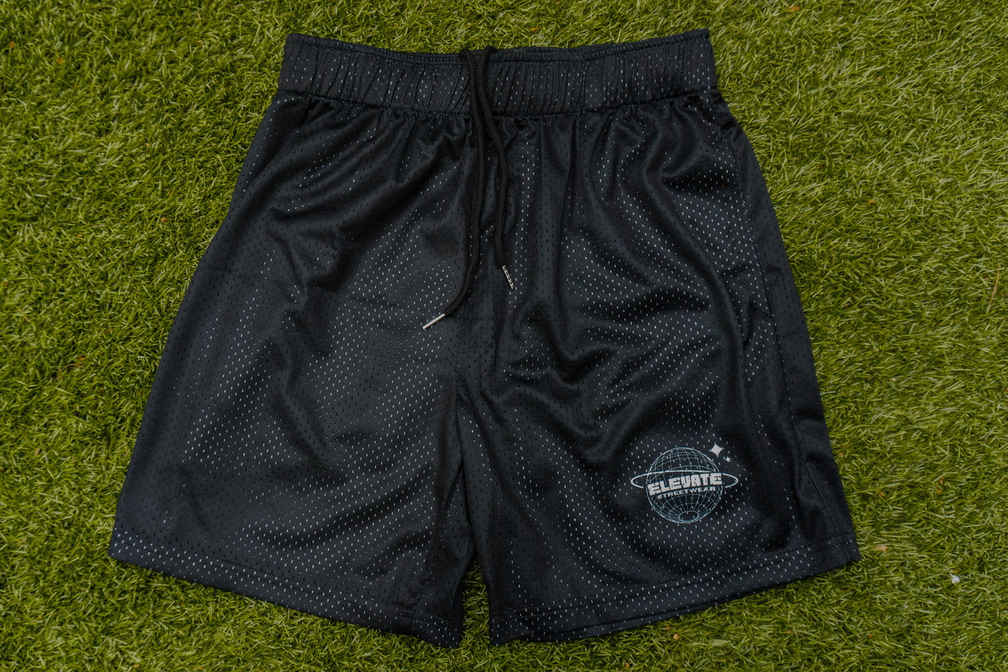 Elevate Streetwear Black Mesh Shorts